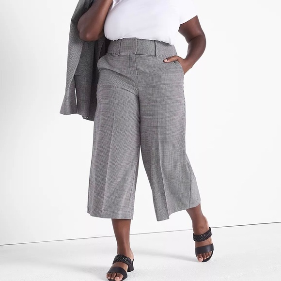 Lane Bryant NWT 22 Wide Leg Capri Pants High Rise Black White Gingham Checked - Picture 9 of 9